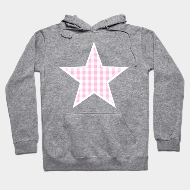 Soft Pink Gingham Star Hoodie by bumblefuzzies